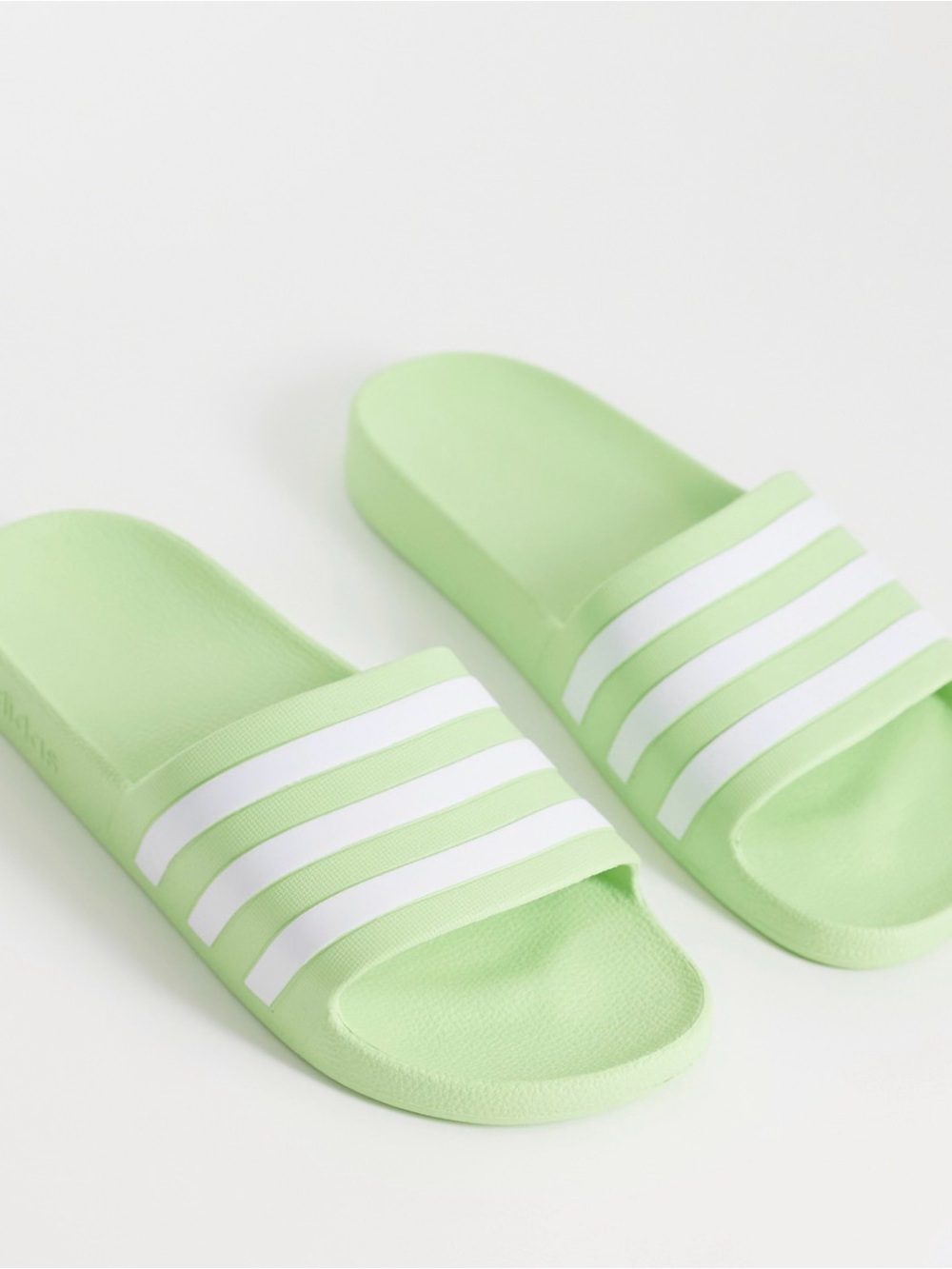 adidas Training Adilette Aqua sliders in green and white US 10